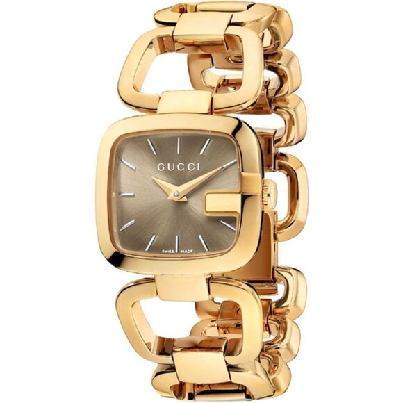 Gucci G-Gucci Sunbrushed Brown Dial Gold Tone Ladies Watch YA125511 - Picture 1 of 3